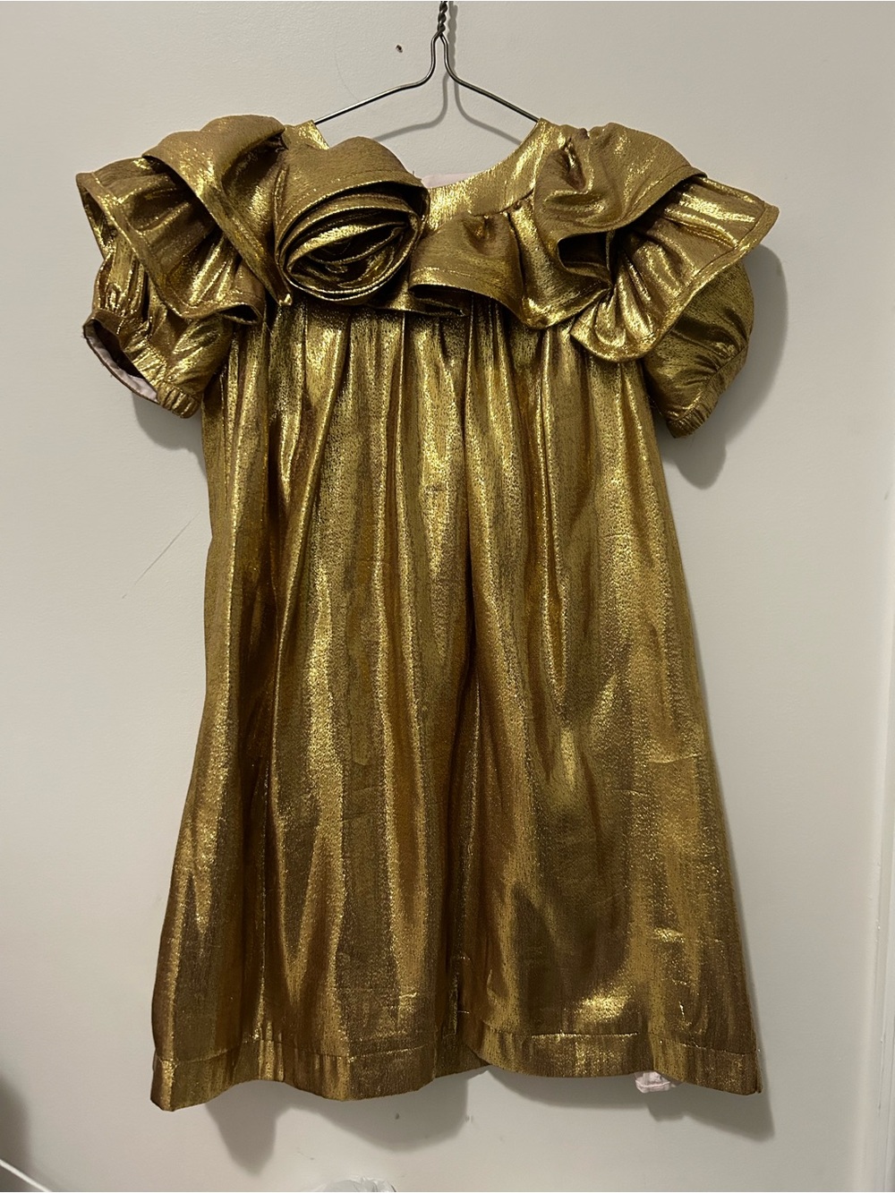 Little Marc Jacobs Metallic Gold Ruffle Dress